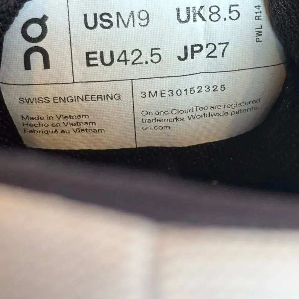 On Men's Coudnova Form Sneakers Shoes Comfort Pearl Black Grey Size 9M NWB
